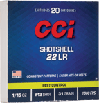 CCI SHOTSHELL 22LR 31GR #12 SHOT 1000FPS 20RD 100BX/CS