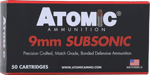 ATOMIC 9MM LUGER 147GR SUBSONIC JHP 50RD 10BX/CS