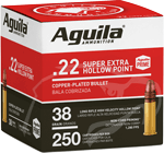 AGUILA HIGH-VEL 22LR 38GR PLATED HP 1280FPS 250RD 8BX/CS