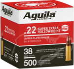 AGUILA HIGH-VEL 22LR 38GR PLATED HP 1280FPS 500RD 4BX/CS