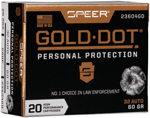 SPEER GOLD DOT 32 ACP 60GR GDHP 20RD 10BX/CS