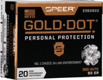 SPEER GOLD DOT 380 ACP 90GR GDHP 20RD 10BX/CS