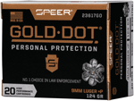SPEER GOLD DOT 9MM LUGER +P 124GR GDHP 20RD 10BX/CS