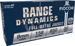 FIOCCHI 9MM LUGER 158GR FMJ SUBSONIC 50RD 20BX/CS