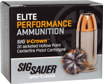 SIG AMMO 380ACP 90GR ELITE V-CROWN JHP 20RD 10BX/CS