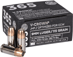 SIG AMMO 9MM 115GR ELITE V-CROWN 365 JHP 20RD 10BX/CS