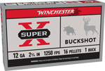 WINCHESTER SUPER-X 12GA 2.75" #1 BUCK 16 PELLETS 5RD 50BX/CS
