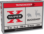 WINCHESTER SUPER-X 12GA 3.5" #4 BUCK 54 PELLETS 5RD 50BX/CS