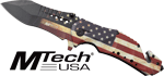 MC MTECH 3.75" DROP POINT FOLDER W/CUTTER US FLAG/SS