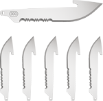 OUTDOOR EDGE 3" DROP POINT BLD W/SERRATIONS BLACK BLADE 6-PK